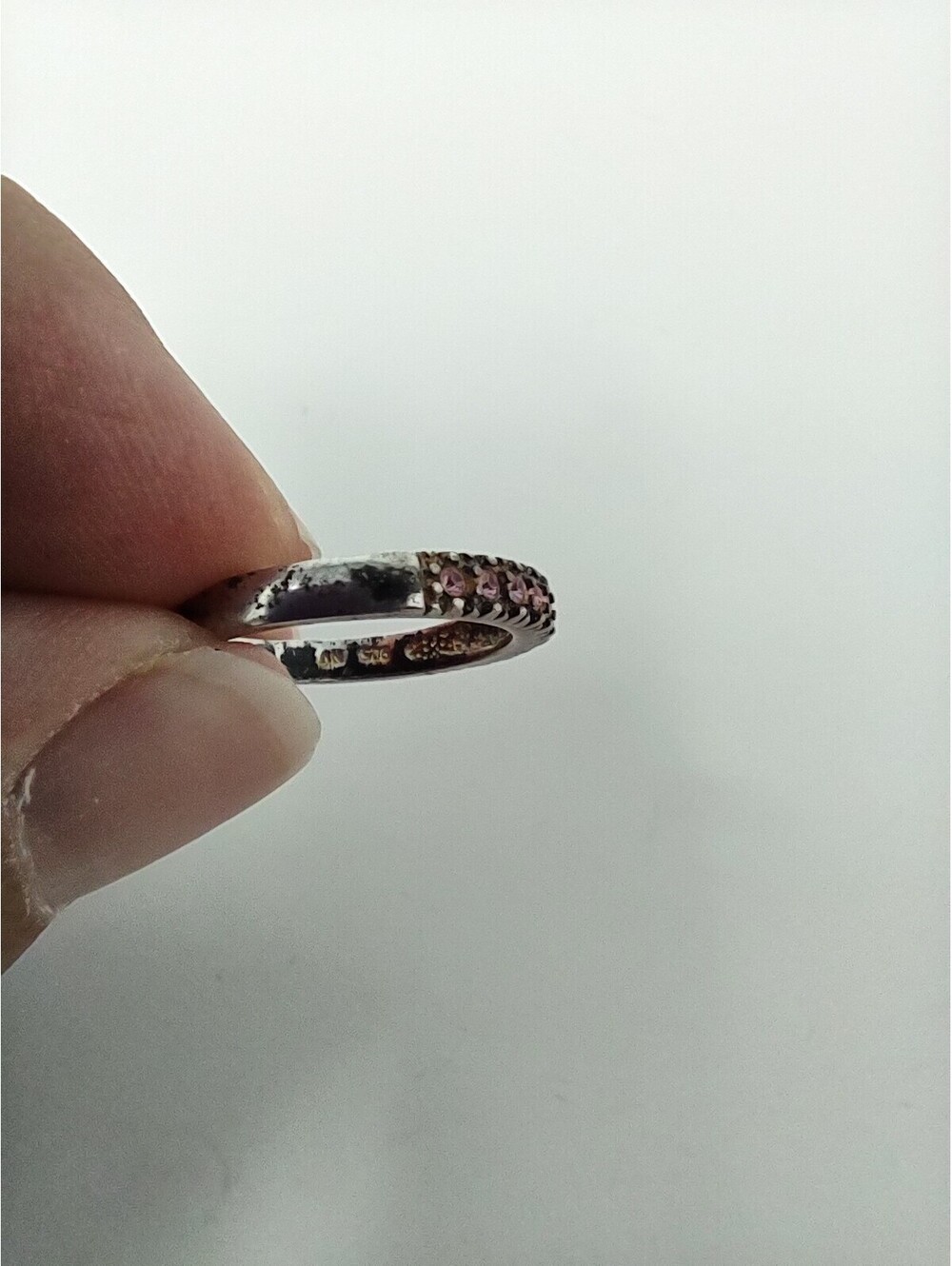 Avon Sterling Silver 925 Pink CZ Eternity Band Ring Sz 7 - Picture 7 of 8